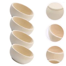 Dinnerware Sets 4 Pcs Small Wooden Bowl Kids Unfinished Playthings Toys Bowls Mini Cutlery DIY Child