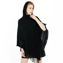 Scarves Women Spring Autumn Poncho Shawl Lady Knitted Hollowed Designs Hoodies Wrap Solid Colour Pullover Sweater With Tassels Drop Ship