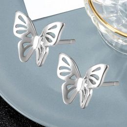 Stud Earrings Fashion Simple Hollow Out Butterfly Earring Trend Exquisite Elegant Girl Silver Colour Charm Lady Cocktail Jewellery