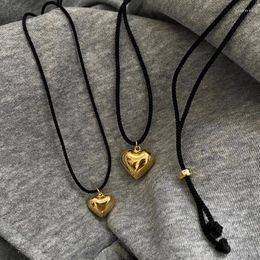 Pendant Necklaces Long Rope Metal Love Heart Necklace For Female Korean Retro Simple Jewellery Accessories Women