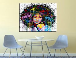 African Black Woman Graffiti Art Posters Prints Abstract Canvas Paintings On The Wall Art Pictures Customised decoration Combinati5958014