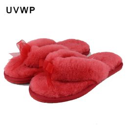 Slippers Natural Sheepskin Fur Slippers Fashion Winter Flip Flops Women Indoor Slippers Warm Wool Home Slippers Lady Casual House Shoes 231019