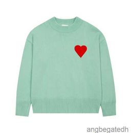 Fashion Amisweater Paris Sweater Mens Designer Knitted Shirts Long Sleeve French High Street Embroidered a Heart Pattern Round Neck Knitwear Men Women Am S-xlm027