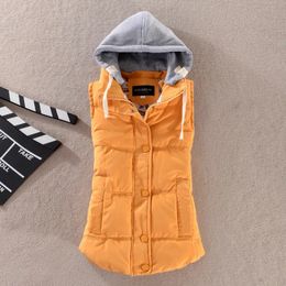 Women's Vests Plus Size 6XL Women Vest Winter Coat Ladies Gilet Colete Feminino Casual Pocket Hooded Waistcoat Female Sleeveless Jacket 231018