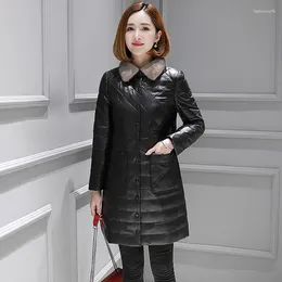 Women's Leather 2023 Winter High-end Coat Women Genuine Jacket Real Sheepskin Collar Korean Down Jackets