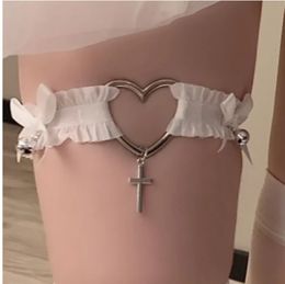 Other Fashion Accessories Gothic Lace Garter Belt Heart Bowknot Harajuku Leg Garters Elastic Choker Ring Strap Jk Personality Nightclub 231019