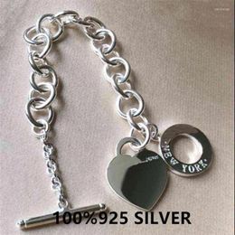 Charm Bracelets Tf Heart Tag 925 Sterling Silver Bracelet Love High-end Extravagant Jewellery Cuba Chain Christmas Gifts Ma'a228Y