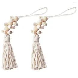 Garden Decorations 2 Pcs Wooden Decor Beads Tassel Wall Hanging Delicate Party Pendant Farmhouse Seaside