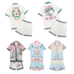 Casablanca Womens Lovers Hawaii Vacation Beach Swim Casual Shirt Shorts Set Masao San Suits Designer Quick Dry Fabric Couple Slim 2861