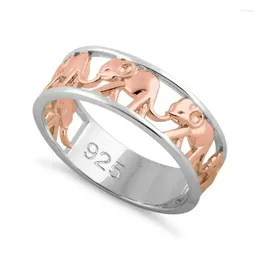 Cluster Rings Fashion Animal Elephant Separation Color Ring Charm Women Men Promise Engagement Wedding Band Gift Size 6-10