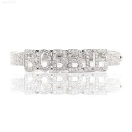 Luxury Designer Jewelry Mens Name Bracelets Iced Out Chains Diamond White Gold Men Bracelet Luxury