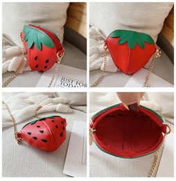 Hats Lovely Children's PU Leather Mini Shoulder Bag Cute Strawberry Baby Girls Crossbody Bags Boys Small Purse Pouch Kids Handbags