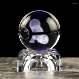 Decorative Figurines 50mm 3D Laser Engraving Cartoon Character Model Crystal Glass Ball Souvenir Home Ornament XMAS Gfits