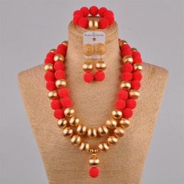 red african wedding beads 24 inches simulated pearl necklace nigerian bridal Jewellery sets FZZ402674