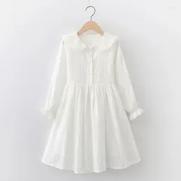 Girl Dresses Girls Party Dress 2023 Summer Children Clothes Fashion Kids Turn Down Collar White Princess Lace 3 To 14 Years Old