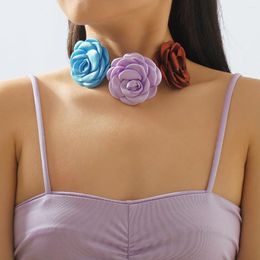 Choker Ailodo Removable Big Rose Flower Necklace For Women Romantic Party Wedding Korean Fashion Jewellery Girls Gift