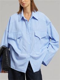 Women's Blouses 2023 Early Spring Women Contrast Colour Striped Shirt Female Turn Down Collar Long Sleeve Single Breasted Blouse