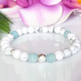 MG1104 Natural Howlite Stress Relief Bracelet Calming Amazonite Yoga Mala Bracelet Healing Crystals Balance Spiritual Jewelry238d