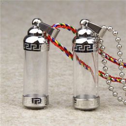 316L Stainless Steel Storage Bottle Perfume Bottles Skin Oil Lockets Pendants Ash Urn Necklace Glass Tube Cylinder Lovers Jewelry 2483