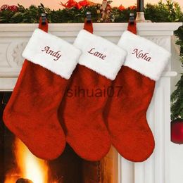 Christmas Decorations Personalised red plush embroidered Christmas stockings Customised Christmas stockings Christmas gifts Family stockings x1019