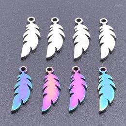 Charms WZNB 10Pcs/lot Feather For Jewelry Making Stainless Steel Leaf Pendant Diy Earring Necklace Handmade Accessories