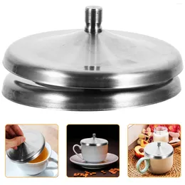 Dinnerware 2Pcs Stainless Steel Water Coffee Tea Cup Lid Cover Mug Cap For Kitchen 10cm