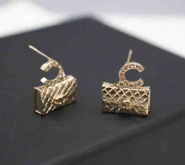 2023 Luxury quality charm stud earring with handbag shape design in 18k gold plated have stamp box PS4725A