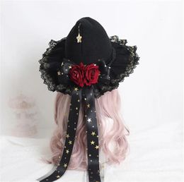 Halloween Toys Gorgeous Witch Hats Masquerade Rose Flower Bow Wizard Hat Gothic Lolita Halloween Party Cosplay Costume Accessories D983 231019