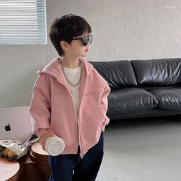 Jackets Fashion Cardigan Kids Letters Embroidery Zipper Coats 4 Colours Loose Casual Boys Hooded Sweatshirts Outerwear