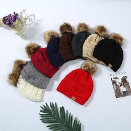 Factory wholesale 9-color CC wool cap plush warm wool ball cap winter knitted cap