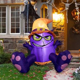 Halloween Toys 150cm 5FT Inflatable Halloween Pumpkin Outdoor Garden Decoration Blowing Up Witch Hats Toys with Built-in LED Lights Gift Decor 231019