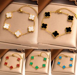 19 Charm Bracelets 18K Gold Fashion Bracelet Four-leaf Clover Designer Jewellery Elegant Mother-of-Pearl For Women and Men High Quality