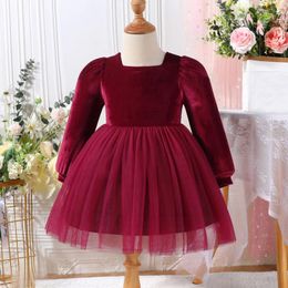 Girl Dresses Toddler Girls Long Sleeve Vestido Ruffles Swing Solid Tulle Dress 6 Year Party Clothes