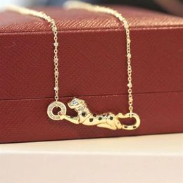 Leopard Designer Necklace Chain Fashion Jewellery Silver Rose Gold High Quality Diamond Pattern Steel Animal Design Luxury Jewellery259v