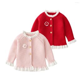 Jackets Fashion Baby Clothes Jacket Spring/Autumn Cotton Sweater Knitted Cardigan Girl Birthday Lace Princess Versatile Outerwear