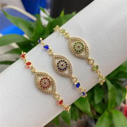 Link Bracelets 2023 Trendy Turkish Eye Jewellery Bohemian Friendship Boho Rhinestone Evil Charm Bracelet For Women Jewelry301Q