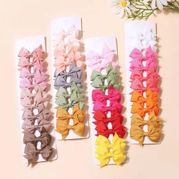 Hair Accessories 10/20Pcs Set Cute Solid Ribbon Bowknot Clips For Baby Girls Handmade Bows Hairpin Barrettes Headwear