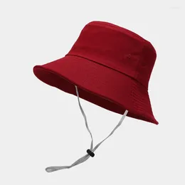 Berets Four Seasons Cotton Solid Color Bucket Hat Fisherman Outdoor Travel Sun Cap For Men And Women 188