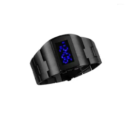 Wristwatches Men Wrist Watch Stainless Steel Blue LED Fashion Business Male Waterproof Clock Gifts For Office Conference