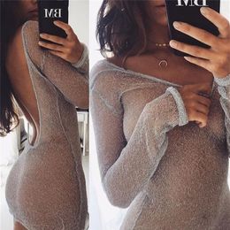 Women Sexy Bodycon Mesh Top Sheer Mini Dress high quality dress sexy women dresses robe femme elbise 220525309D