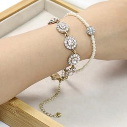 Link Bracelets 2 Pcs/set Luxury Niche Design Exquisite Pearl Bracelet Women's Jewellery Fasshion Crystal Rhinestone Versatile