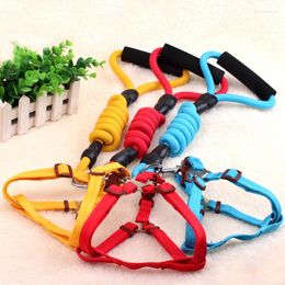 Dog Collars Harness With Collar Pet Chest Strap Traction Rope Nylon Handle Round Supplies Run Walking Training Accessories