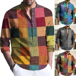 Men's Casual Shirts Men Regular Fit Shirt Stylish Retro Design Classic Button-down For Spring Autumn Versatile Male Accessories With A