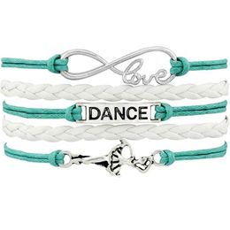 Charm Bracelets Dance Dancer Ballet Shoes Heart Infinity Love Handmade Jewelry Women Men Gift Drop266J