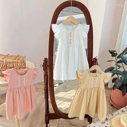 Girl Dresses Korean Children's Wear 2023 Summer Lace Flower Embroidery Girls' Dress Sweet All Cotton Short Sleeve