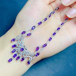 Chains Vintage 925 Silver Crystal Necklace For Wedding 25 Pieces 3 5mm Total 7.5ct Natural Amethyst With Layers Gold Plating