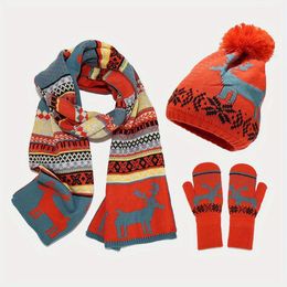 Hats Scarves Sets Winter Women Men Gloves Set Male Female Bonnet Knitted Set Outdoor Men Warm Plush Cap Hat Scarf 231019