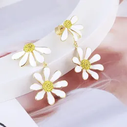 Stud Earrings European And American Jewelry Sen Department Romantic Hand-Painted Enamel Glaze Daisy Flowers Sun Flower Beautiful