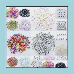 Acrylic Plastic Lucite Loose Beads Jewellery 500 Pcs 7Mm Acrylic Mixed Alphabet Letter Coin Round Flat Spacer 15- Style Pick Dro264e