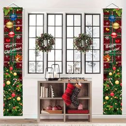 1 Pair Christmas Tree Plaid Decorative Banners For Front Doors, Porches, Yards And Home Walls - Christmas Party Signs, Christmas Decorations